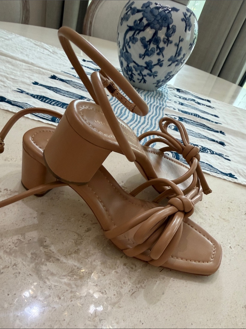 Loeffler Randall Cognac Knotted Strap Sandals - Picture 3 of 4